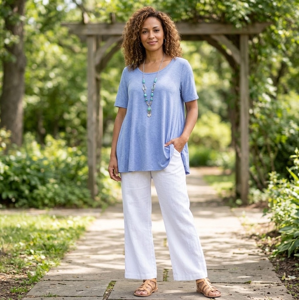 LuLaRoe Perfect T Top Women XL Heathered Blue Swing Tunic Side Slit NWT